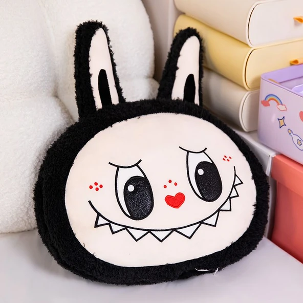 Nalabubu Tavşan Peluş Yastık - Siyah 80cm