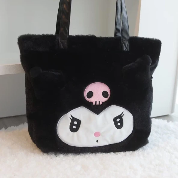 Peluş Tote Omuz Çantası - Kuromi - 40x30cm