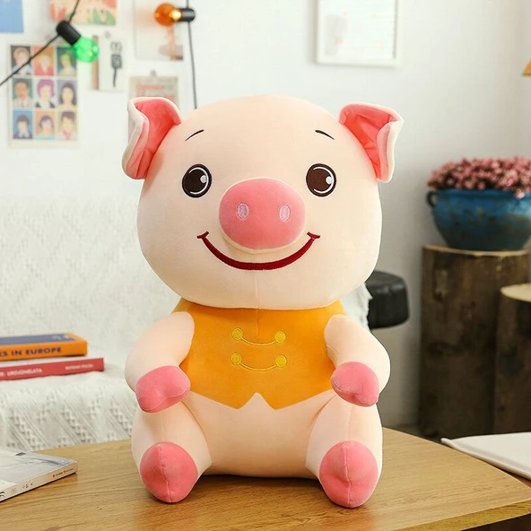 Peluş Domuz Oyuncak - Sarı - 60cm