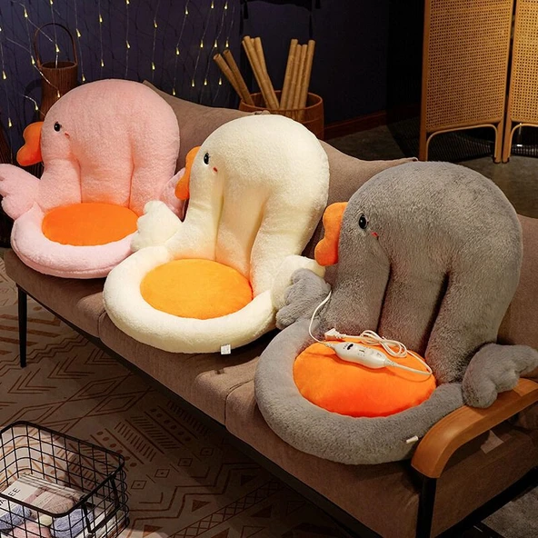 Isıtmalı Peluş Kaz Oturağı - Gri, Normal - 7