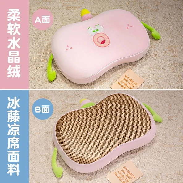 Kedi Patiği Tasarımlı Hafızalı Köpük Yastık - Pembe, Bitmiş 33*23cm