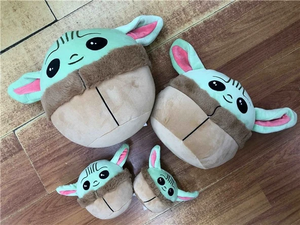 Yoda Peluş Yuvarlak Yastık - Star Wars Bebek Oyuncak - Mavi - 10cm - 3