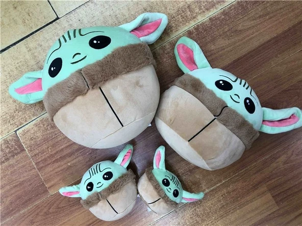 Yoda Peluş Yuvarlak Yastık - Star Wars Bebek Oyuncak - Mavi - 10cm - 6