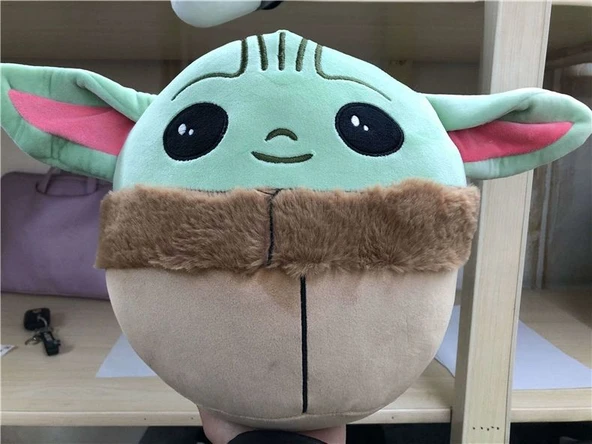 Yoda Peluş Yuvarlak Yastık - Star Wars Bebek Oyuncak - Mavi - 10cm - 5