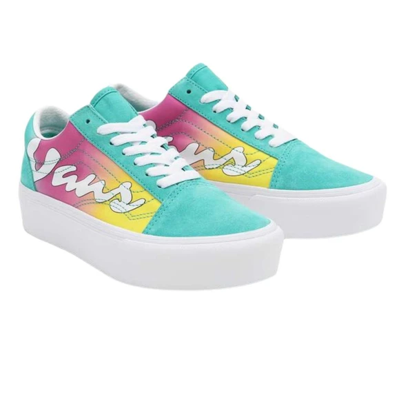 Vans Ua Old Skool Platform Spring Fade Turkuaz Sneaker - Resim 4