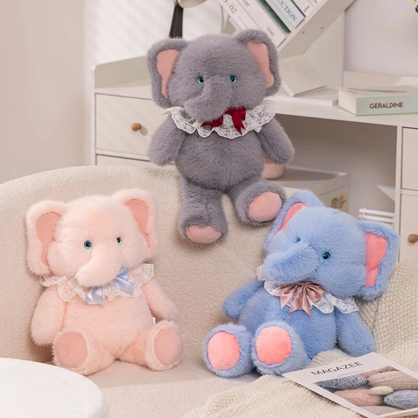 Peluş Sırt Çantası Bebek - Mavi, Önlük Detaylı - 45 cm - 4