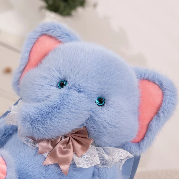 Peluş Sırt Çantası Bebek - Mavi, Önlük Detaylı - 45 cm - 11