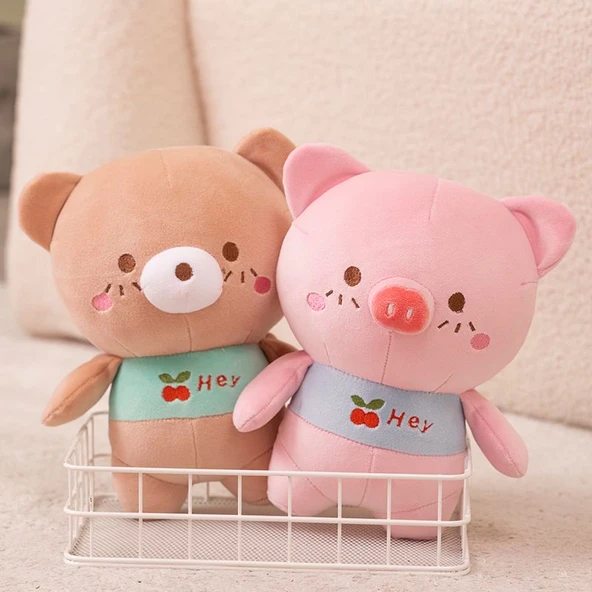 Dudu Küçük Peluş Oyuncak Bebek - Pembe Domuz - 23CM - 6