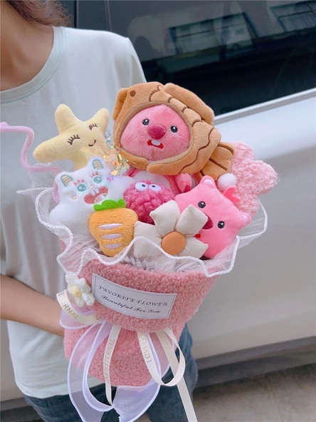 Dönüşen Ruby Peluş Buket - Küçük Boy Pembe Dönüşen Kalın Balık Ruby