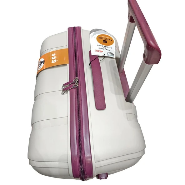 MÇS Bavul Büyük ve Orta 2li Set Kırılmaz Silikon Valiz V305 Kemik/Mürdüm - 5