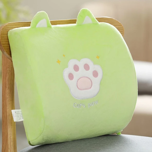 Kedi Patiği Bel Destek Minderi - Yeşil - 35*30cm