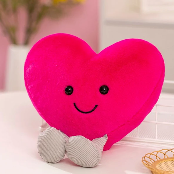 Kalp Peluş Oyuncak Bebek - Gül Kırmızısı 18cm