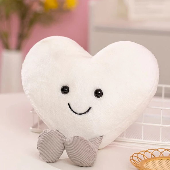 Kalp Peluş Oyuncak Bebek - Beyaz 15cm