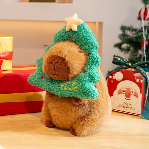 Noel Temalı Kapibara Peluş Oyuncak - Yılbaşı Ağacı - 25cm