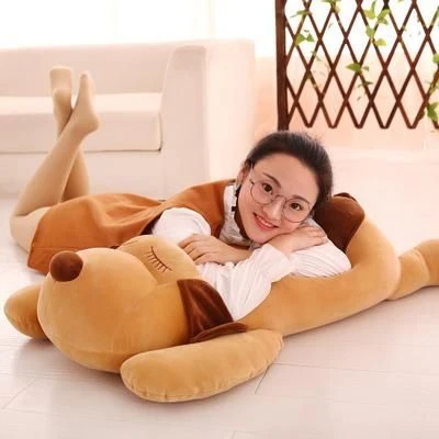 Yatan Köpek Peluş Yastık - Süt Beyazı Köpek 35cm - 2
