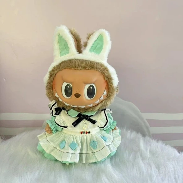 38cm Labubu Bebek Elbisesi - Yeşil Alice