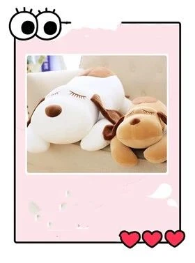 Yatan Köpek Peluş Yastık - Süt Beyazı Köpek 35cm - 5
