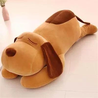 Yatan Köpek Peluş Yastık - Süt Beyazı Köpek 55cm - 6