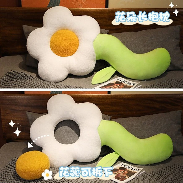 Çiçek Peluş Yastık - Mavi - 130cm - 5