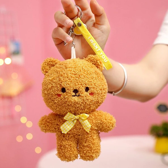 Çizgi Film Peluş Hayvan Anahtarlık - Ayı - 16cm