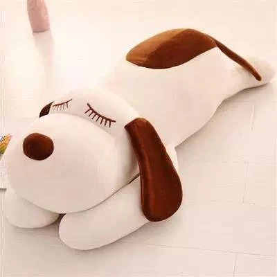 Yatan Köpek Peluş Yastık - Süt Beyazı Köpek 75cm - 7