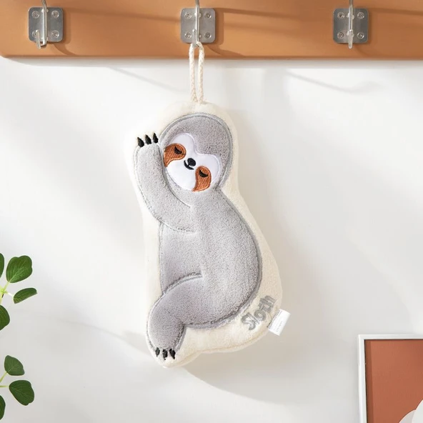 Tatlı Panda Tembel Hayvan Peluş El Havlusu - Beyaz Yavru Köpek 30cm - 12