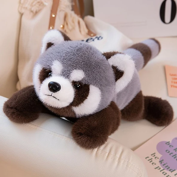 Gri Rakun Peluş Oyuncak - Yatar Pozisyon - 60cm
