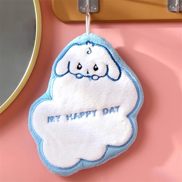 Tatlı Panda Tembel Hayvan Peluş El Havlusu - Beyaz Yavru Köpek 30cm