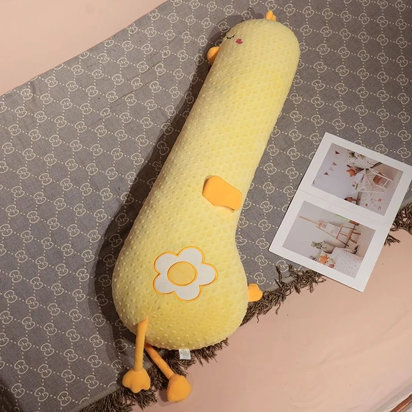 Anne Bebek A Sınıfı Doudou Kadife Çizgi Film Yastık - Sarı Civciv 110cm