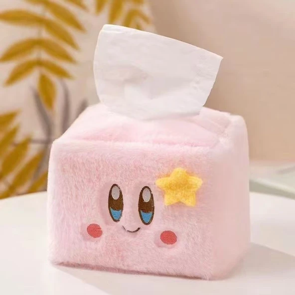 Kirby Peluş Mendil Kutusu Kılıfı - Yuvarlak - 8