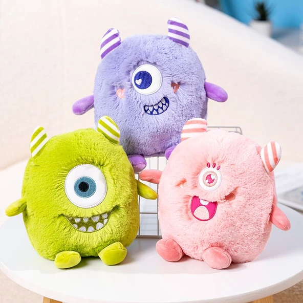 Çizgili Top Canavarı Peluş Oyuncak Bebek - Mor - 20CM - 2