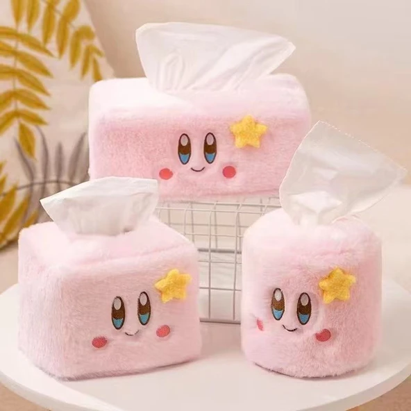 Kirby Peluş Mendil Kutusu Kılıfı - Yuvarlak - 3