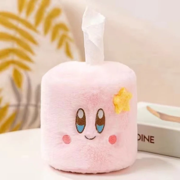 Kirby Peluş Mendil Kutusu Kılıfı - Yuvarlak - 9