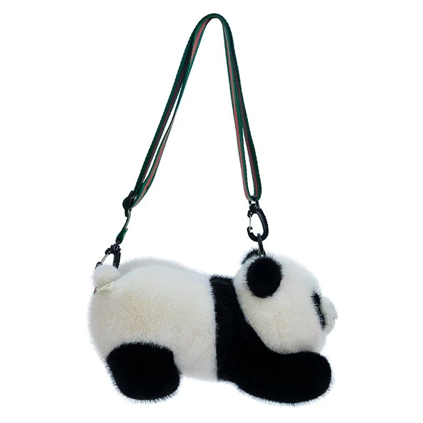 Peluş Panda Sırt Çantası - Siyah Beyaz - 30cm