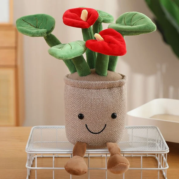 Antoryum Peluş Oyuncak - Kırmızı Süs - 35cm - 8