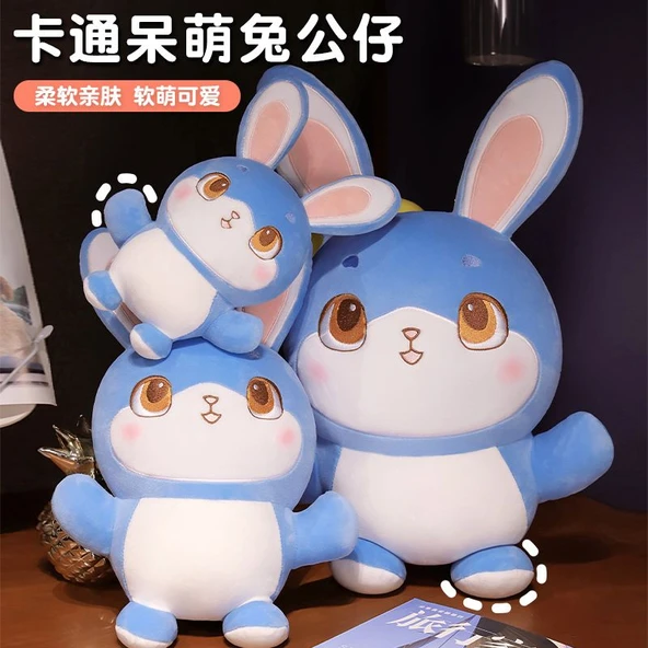 Sevimli Mavi Tavşan Peluş Oyuncak - 28cm - 3