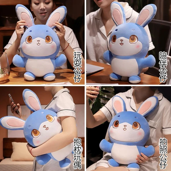 Sevimli Mavi Tavşan Peluş Oyuncak - 28cm - 7