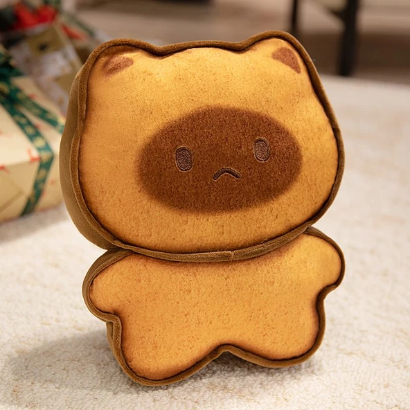 Tost Kedi Peluş Oyuncak - Açık Kahverengi Mutsuz - 17cm - 6