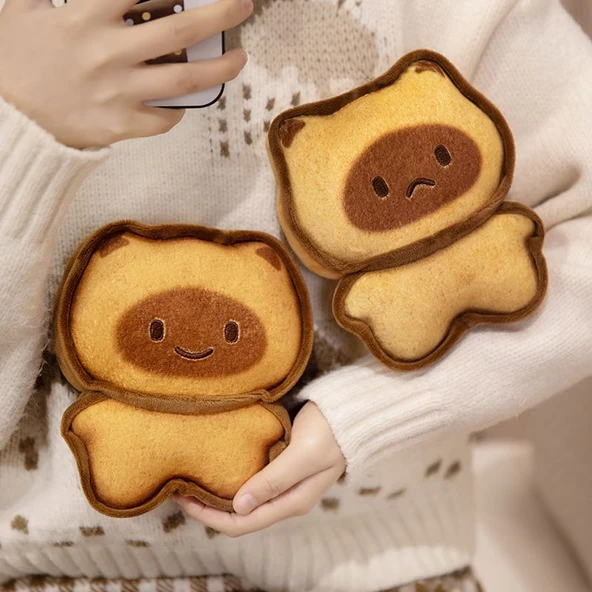 Tost Kedi Peluş Oyuncak - Açık Kahverengi Mutsuz - 17cm - 5
