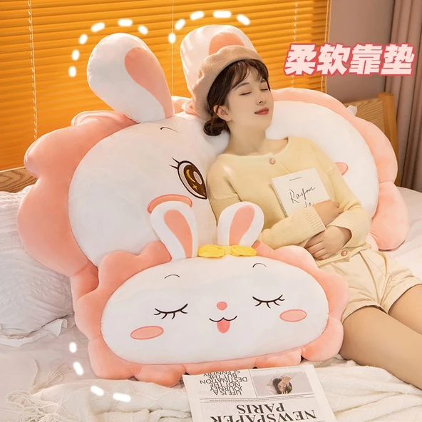 Çiçek Tavşan Peluş Yastık - Şaşı Gözlü - 100cm - 7