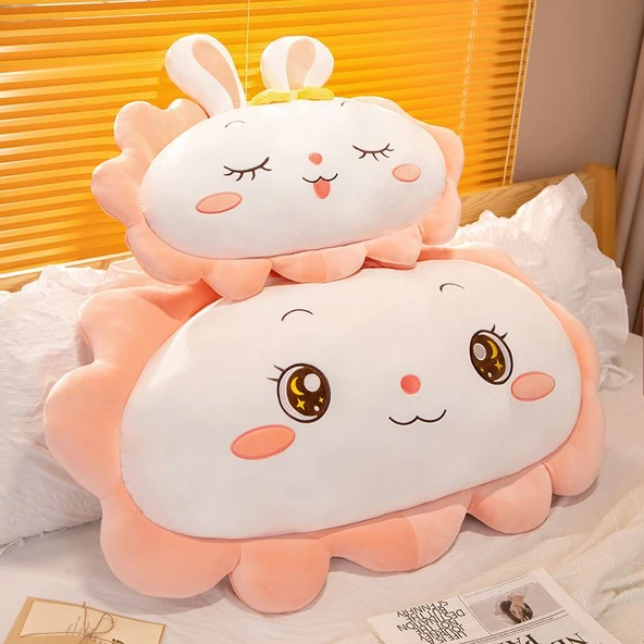 Çiçek Tavşan Peluş Yastık - Şaşı Gözlü - 130cm - 11