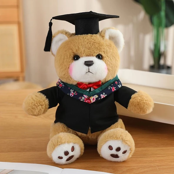 25cm Yeşil Dik Yakalı Peluş Oyuncak Ayı