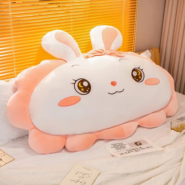 Çiçek Tavşan Peluş Yastık - Yuvarlak Gözlü - 130cm