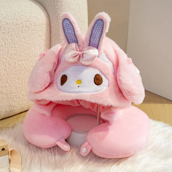 Çizgi Film Kapşonlu Boyun Yastığı - Mavi Dumbo 30cm - 9