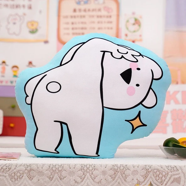 Sevimli Tavşan Baskılı Peluş Yastık - Pembe Çene, 10cm Anahtarlık - 8