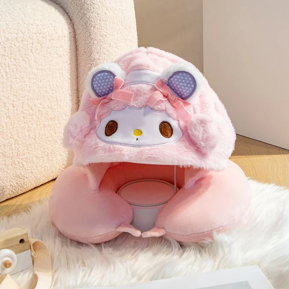 Çizgi Film Kapşonlu Boyun Yastığı - Mavi Dumbo 30cm - 7