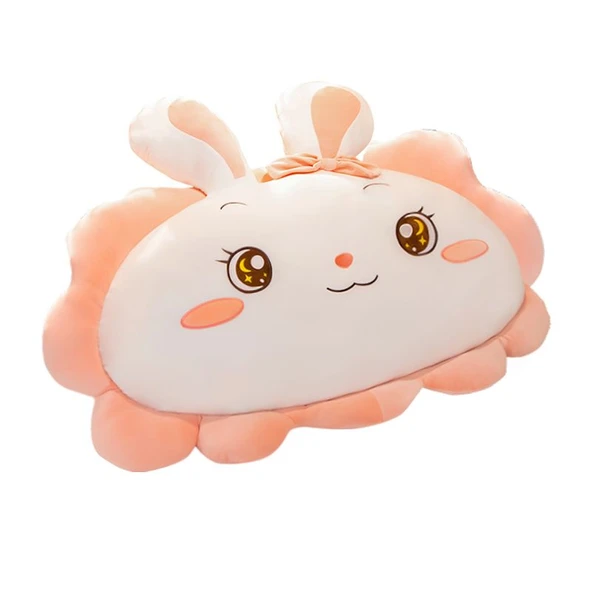 Çiçek Tavşan Peluş Yastık - Şaşı Gözlü - 100cm - 12