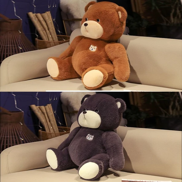 Çizgi Film Ayı Peluş Oyuncak - Koyu Gri Ayı - 45cm - 9