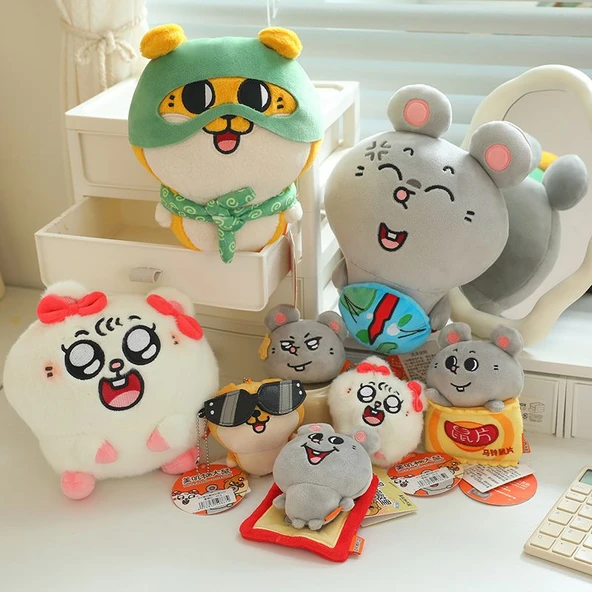 10cm Büyük Fare Kafası Peluş Anahtarlık - Gözleri Kapalı - Resim 5