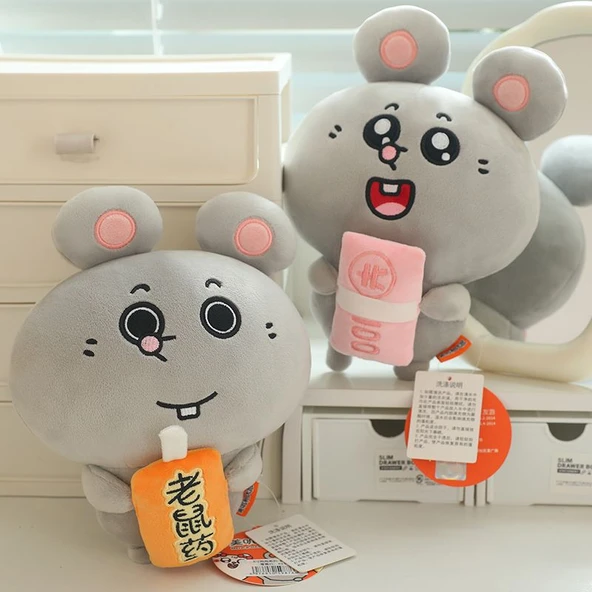 10cm Büyük Fare Kafası Peluş Anahtarlık - Gözleri Kapalı - Resim 7